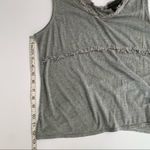 The Limited  100% Cotton gray sleeveless V neck tank top with fringe trim Photo 7