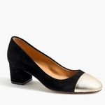 J.Crew  Factory Bryn Black Suede w/Metallic Cap Toe Pumps 9 Photo 0