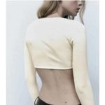 ZARA NEW Cream Long Sleeve Crop Top with Rhinestone Photo 2