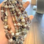 Loft  Multi Strand Beaded Necklace Gray Silver Pearl Crystal Statement Dressy Photo 1