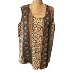 Petra Fashions Black, tan & brown pattern  sleeveless blouse. EUC. Photo 1