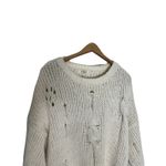 Umgee  Cream And Gold Distressed‎ Oversized Cable knit Sweater Small Photo 3