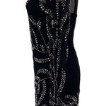 AQUA Floral Sequin Mesh Overlay Long Sleeve Mini Dress Size 2 Black Photo 6