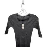 EXPRESS Vintage 2000's Y2K 3/4 Cap Sleeve Slim Ft Gray Ribbed Partial Zip Tee NWT XS Photo 1