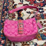 Coach Vintage Y2K  Signature Hot Pink Suede Canvas Demi Shoulder Bag Photo 0