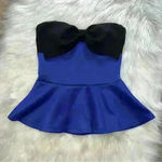 Body Central  Y2K Strapless Bow Peplum Top Small Photo 0