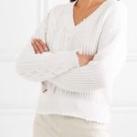 RTA Distressed Cable Knit Echo Sweater White Photo 1