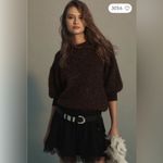 Anthropologie NWT | Violetta Short Sleeved Tinsel Sweater in Chocolate XXS Photo 3