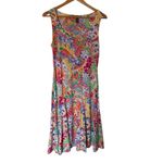 Ralph Lauren Lauren Sleeveless Multicolor Floral Print Fit Flare Dress Petite S Photo 3