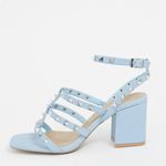 ASOS NEW  DESIGN Haiti studded blocked heeled sandals in cornflower blue Sz US 10 Photo 3