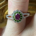 Natural Ember Garnet Chrome Diopside Sterling Silver Ring Size 7 Purple Photo 0