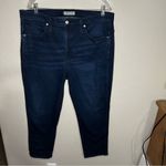 Madewell  Stovepipe High Rise Straight Dark Wash Cropped Denim Jeans Photo 3