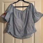 Ambiance 2X off Shoulder striped Top with embroidered flowers. Never worn Blue Photo 4