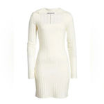 Reformation NWT Vittoria Rib Long Sleeve Collared Knit Dress Ivory Size S Photo 4