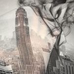 Love j  city print smokey heart semi sheer short sleeve blouse Y2K size S Photo 1