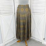Calliope Vintage Jewel Damask Print Pleated Maxi Skirt Taupe 10 Tan Photo 3