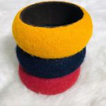 Set of 3 Stackable Felt Kidcore Bangles Primary Colors Red Yellow Blue Photo 1