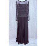 Vintage Ted lapidus long sleeve beaded sequin maxi dress silk 16 evening gown Black Photo 10