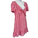 Likely  Pink Yellow White Gingham Tie Front Ruffle Kai Mini Dress size 10 NEW Tag Photo 7