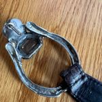 Y2K Wide Brown Leather Belt Silver Gem Buckle Western Glam Statement M/L‎ 39" Photo 12