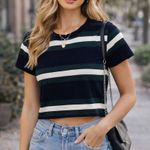 Brandy Melville  blue and Green Striped Crop Top! Size small! Photo 0