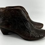 Pikolinos Embroidered Ankle Boots Heeled Slip On Almond Toe Brown EU 38 US 7.5 Tan Photo 1