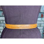Liz Claiborne belt genuine leather brown braided skinny western Photo 2