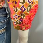 J.Crew Boho Wrap Tie Puff Sleeve Blouse Coral Pink Orange Floral Top Small Photo 4