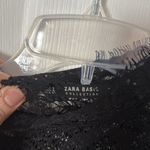ZARA Black Lace Top with Fringe size small Photo 1