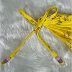 Aerie Women's Beaded Self Tie Ruffle Front Yellow Floral Prints Swimwear Bottom Photo 6