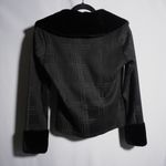 Rayure Paris Fur Trim Jacket Coat Black Plaid Made in France Zip Womens XS SEE Photo 1