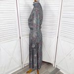 Vintage J.G. Hook Paisley Pleated Skirt Mock Neck Maxi Dress Green Multi 4 Photo 1