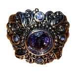 Sterling Silver Amethyst Ring Womens Size 7 Ornate Floral Boho Photo 0
