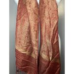 Scarf Womens One Size Red Gold Paisley 70% Pashmina 30% Silk Fringe Photo 1