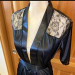 Nwt, Lavishly Paris Black Silk Lace Back Belted Tie Robe. Size Small/Med… Photo 8