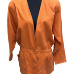 Ellen Tracy  Women Size 2 Linen Jacket‎ Orange Embroidered Aztec Tribal Native Photo 0