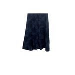 ZARA  Jacquard Fringe Lined Midi Dress ShortSleeve Keyhole S Dark Navy Blue #3101 Photo 10