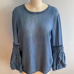 Altar'd State Altar’d State Denim Boho Bell Sleeve Top- Size Medium Photo 0