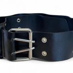 Hot Topic Black punky goth faux leather belt with silver buckle Photo 0