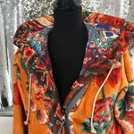 Johnny Was Biya Sasha Full Zip Orange Floral Boho Hooded Long Sherpa - XS Photo 5