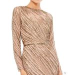 Mac Duggal  Long Sleeve Beaded Column Gown Dress Mocha Size 4 Photo 4