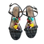 Betsey Johnson  Womens 9.5 Dynah Black White Embellished Printed Slingback Heels Photo 1