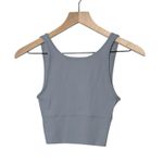 Lululemon  Power‎ Pivot Tank Ribbed Stretchy Light Grey Sleeveless Fitted Crop 2 Photo 0
