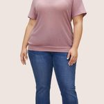 Bloomchic Plain Waffle Knit V Neck T-Shirt Photo 2