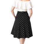 Unique Vintage Black&White Polka Dot Vivienne Swing Skirt Sz.5X/26 Photo 2