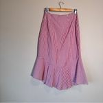 WAYF  Pink White Plaid Ruffled High Low Skirt Womens S Faux Wrap Coquette Mini Photo 7