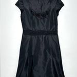 Moschino Floral Beaded Appliqué Taffeta Black A-line Cocktail Dress Size 12 NWT Photo 0