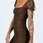 Princess Polly Brown Charvi Ruched Mesh Mini Dress Photo 0