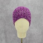 Purple Cable Knit Vintage Y2K Funky Boho Whimsy Beanie Caps Crochet Hats Photo 1