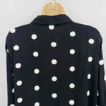 ZARA  Button Front Shirt Womens Small Black‎ White Bobble Pom Pom Long Sleeve Photo 4
